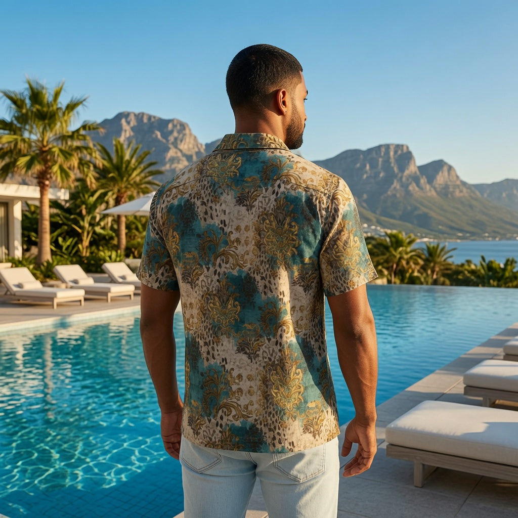 Men's Hawaiian Camp Shirt — Luxury All-Over-Print Tropical Camp Shirt